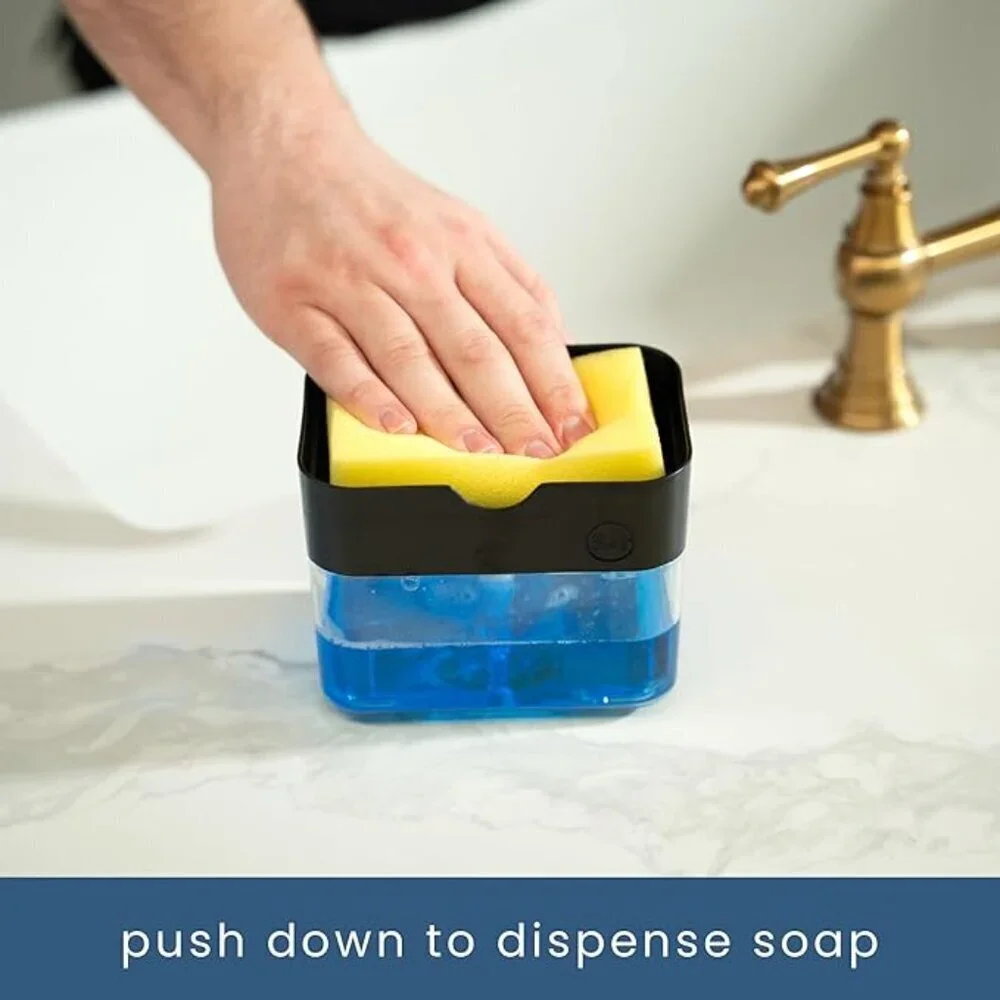 Dish Soap Dispenser Pump and Sponge Holder for Kitchen Sink, 13 Ounces (385ml)